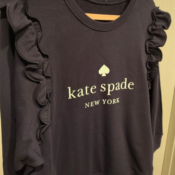 Kate Spade New York Women's Navy Ruffle Detail Graphic Logo Sweatshirt Sz XXL - Picture 3 of 6